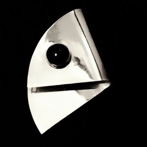 Vintage Taxco Oversized Sterling Silver & Onyx Mid-Century Modern Brooch